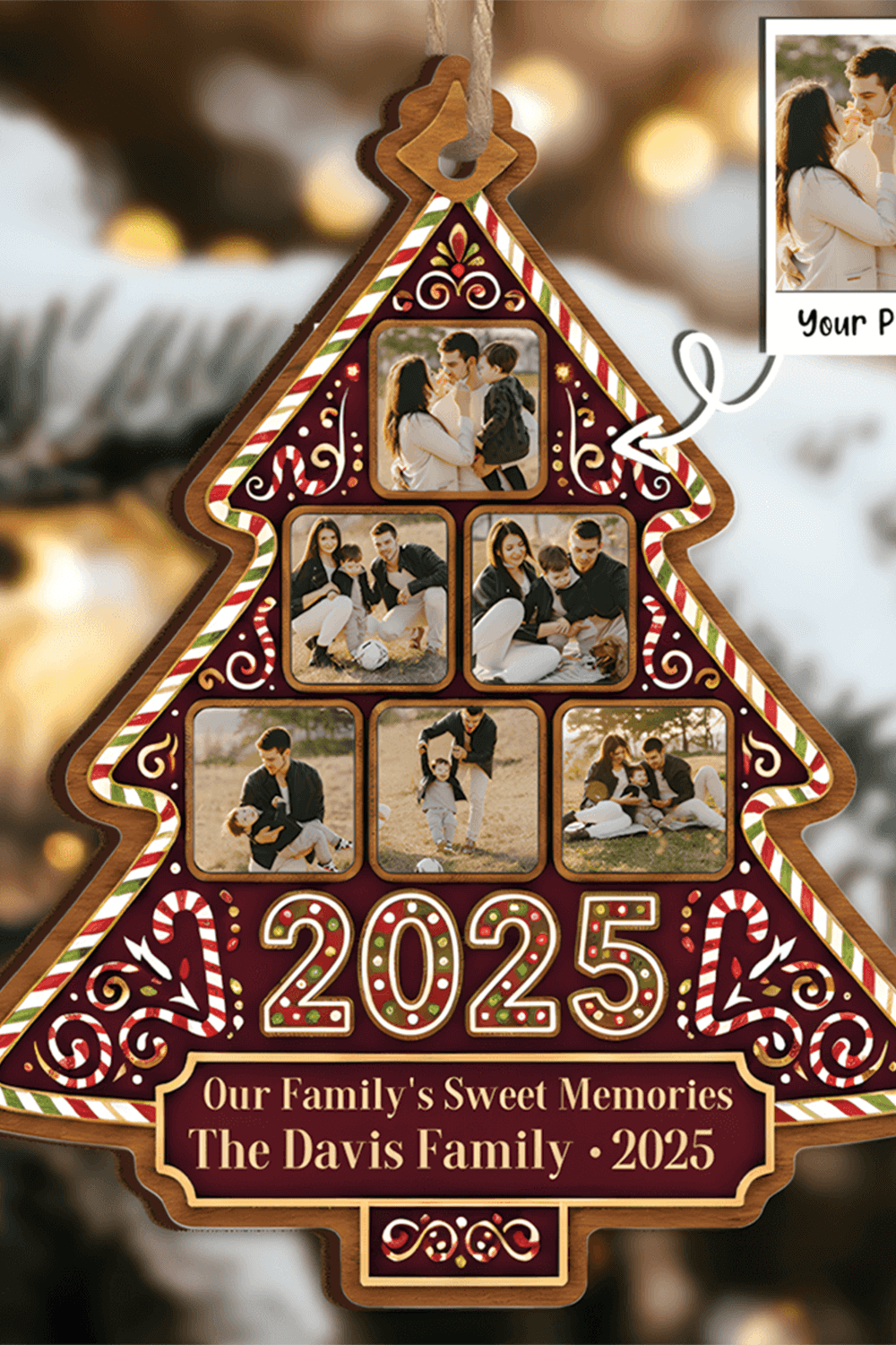 The Sisterhood Custom Photo Collage Ornament pinterest preview image.
