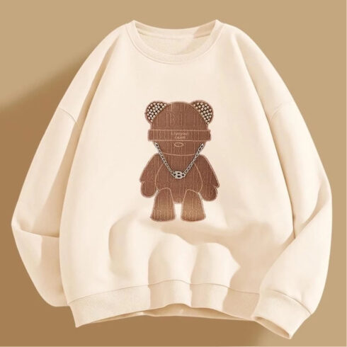 The men’s fleece sweater with hem patch design cover image.
