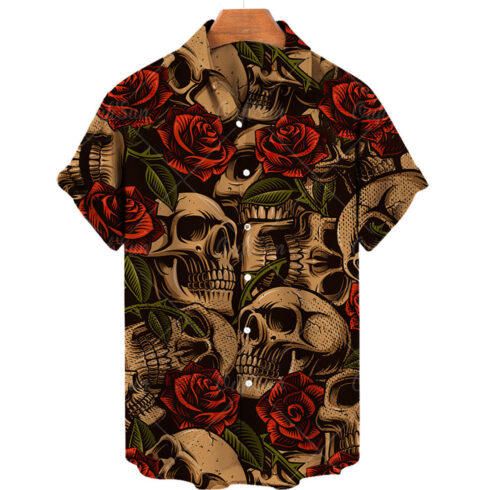 The men’s short‑sleeve shirt with skull and rose motifs cover image.