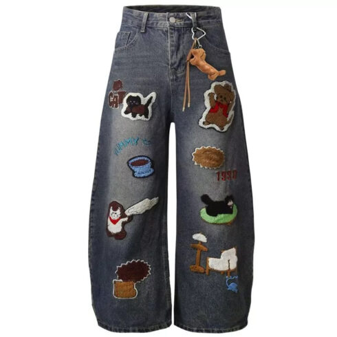 These high-waist denim pants embody classic American style with a playful twist cover image.