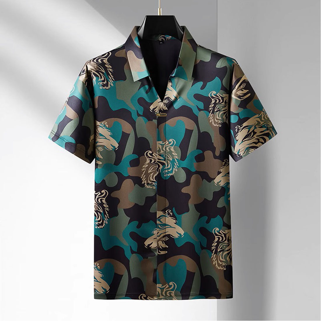 The men’s big‑size short‑sleeve floral shirt cover image.