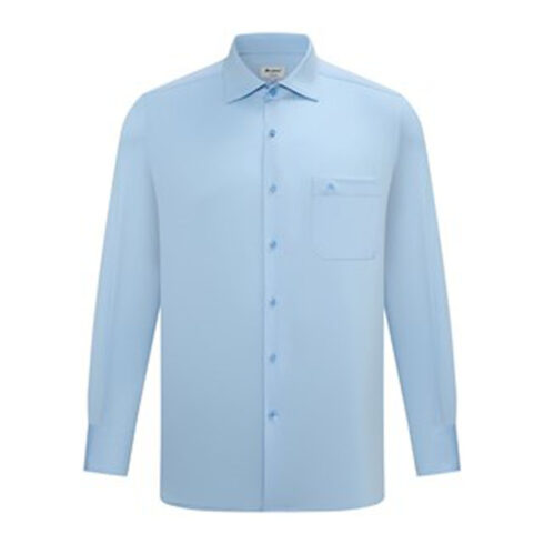 The modern blue long‑sleeve men’s shirt cover image.