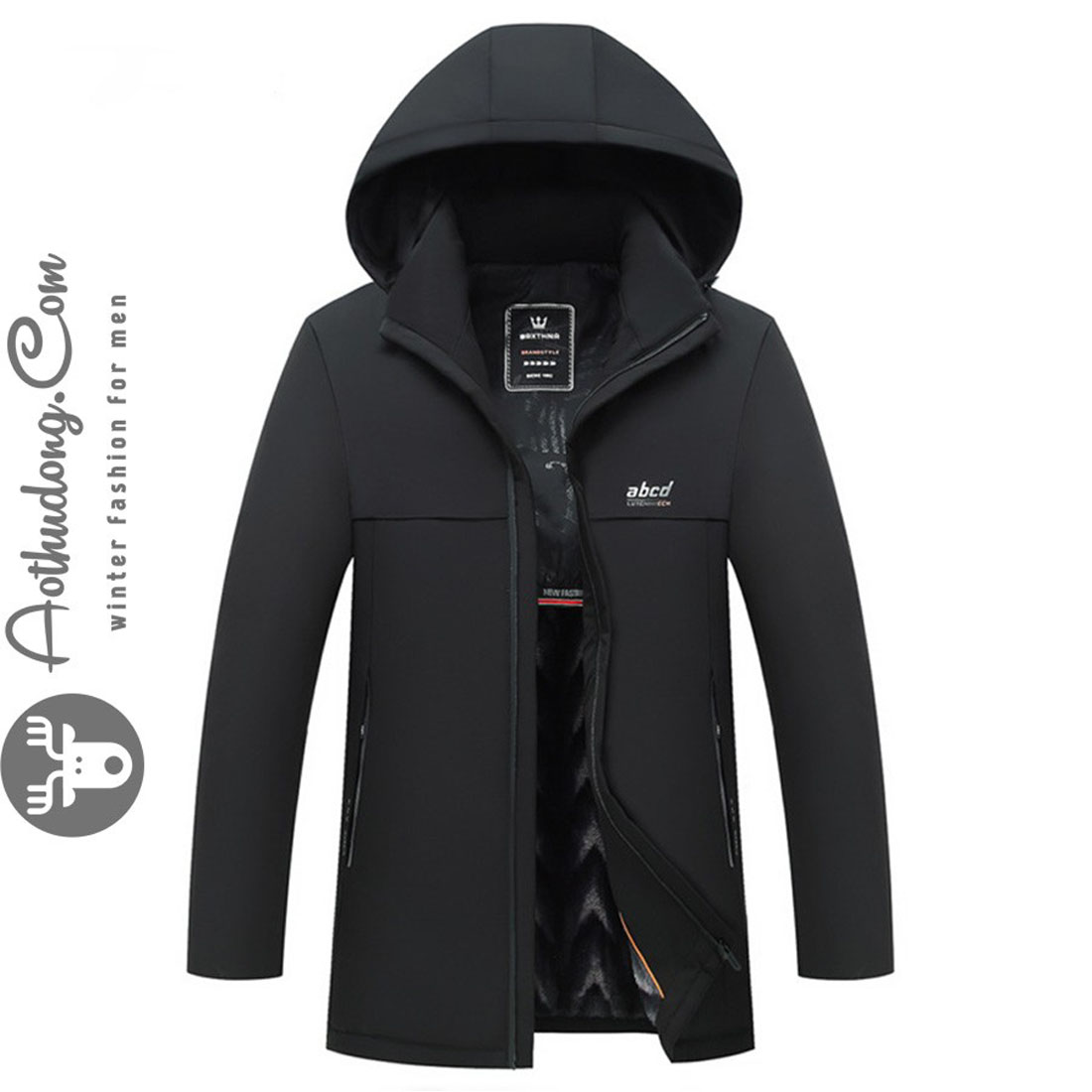 The men’s branded padded jacket with fur lining preview image.