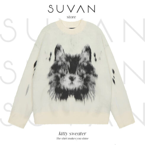 The “Kitty S” long‑sleeve knitted sweater from SUVAN STORE cover image.