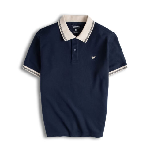 The plain Polo shirt with striped cuffs and collar detail cover image.