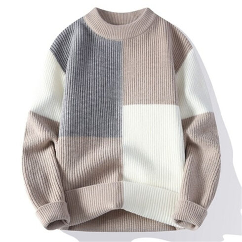 The men’s knitted round‑neck sweater with long sleeves cover image.