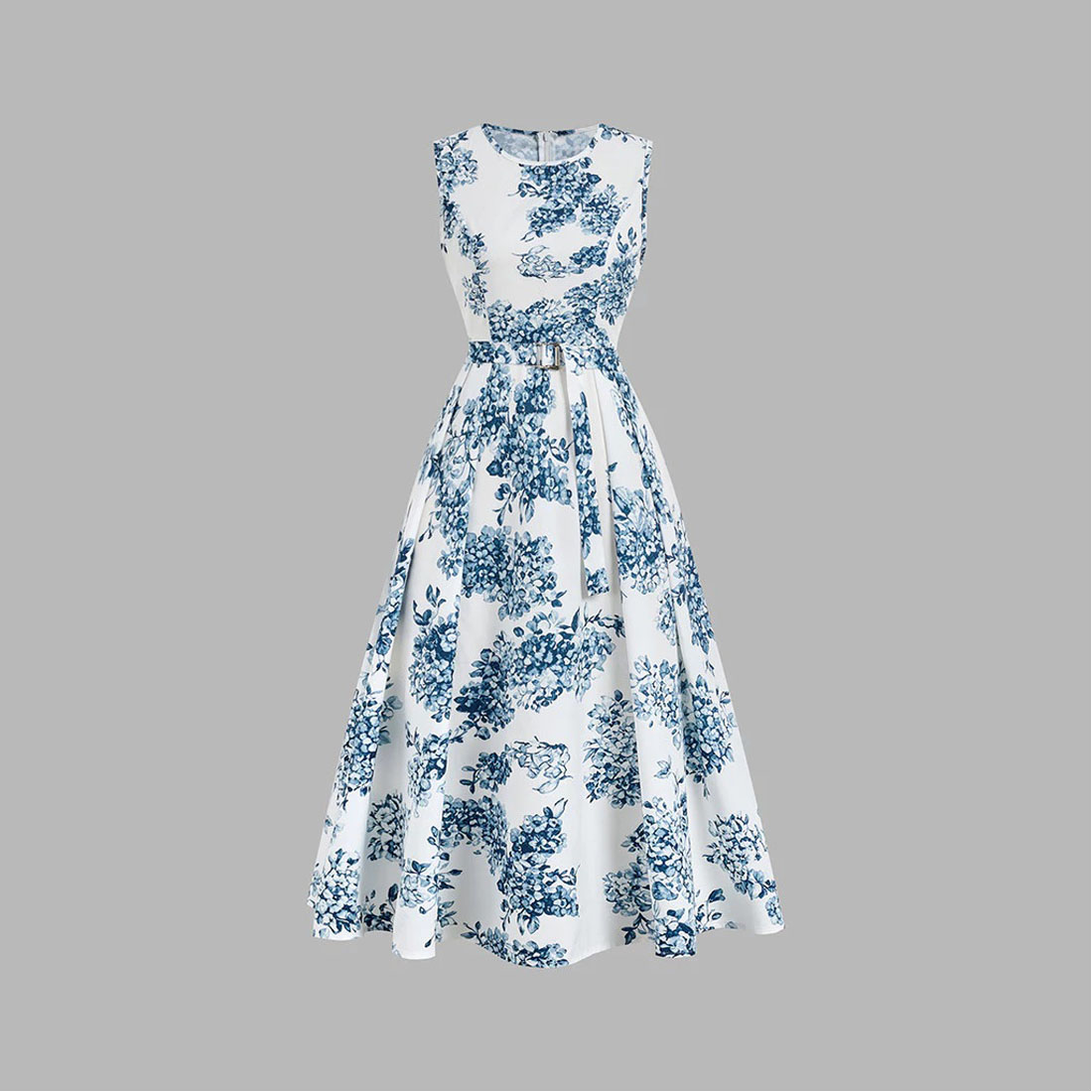 This elegant floral belted dress cover image.