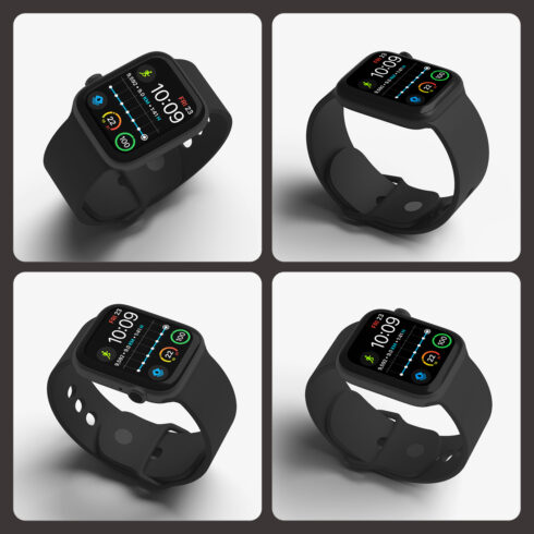Digital Smartwatch Screen Mockup PSD Pack of 4 cover image.