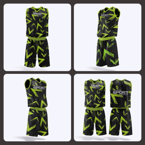 Basketball jersey Mockup PSD Pack of 4 cover image.