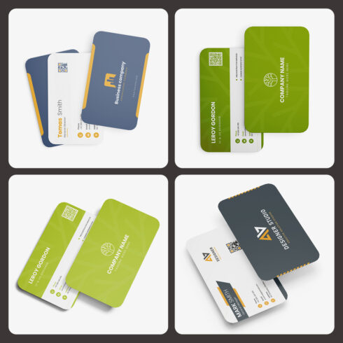 Vertical Business Card Mockup PSD Pack of 4 cover image.