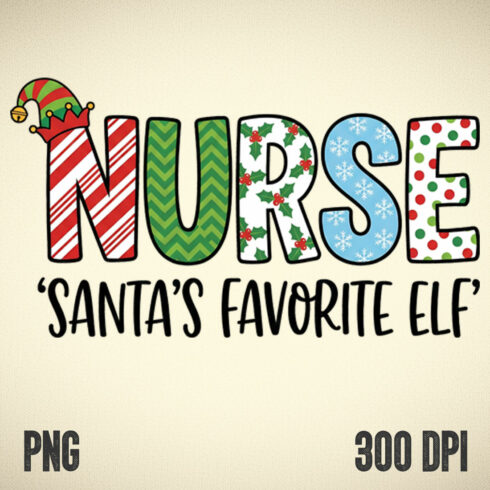Nurse – Santa’s Favorite Elf Christmas Design cover image.