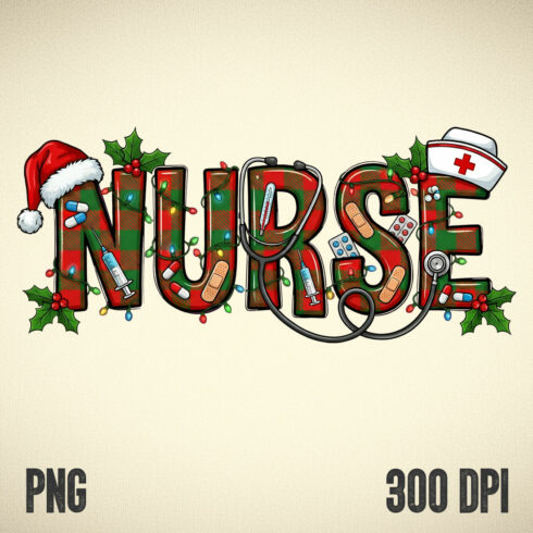 Nurse Christmas Lights & Medical Icons Design cover image.