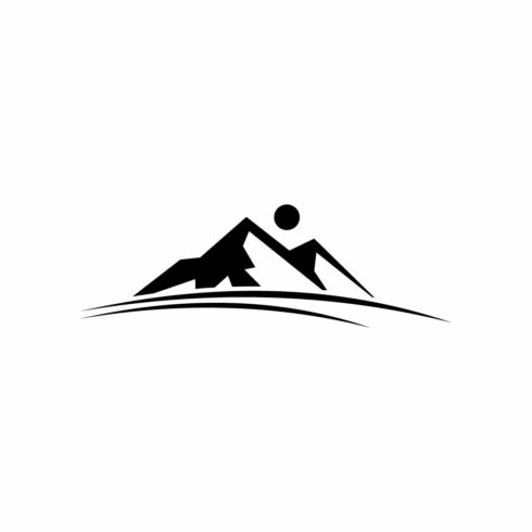 Mountain Landscape Symbol with Sun for Adventure and Travel cover image.