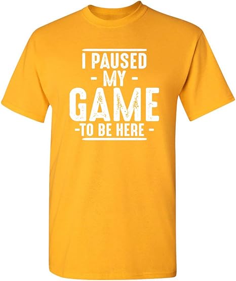 I Paused My Game to Be Here Graphic Tees Men Gaming Gamer Novelty Funny T Shirt cover image.