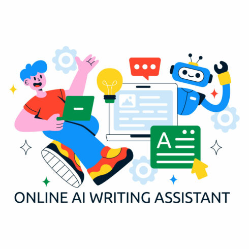 10 Online AI Writing Assistant Illustration cover image.