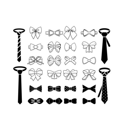 Bow Vector Silhouette Black White Stock Vector Bundle cover image.