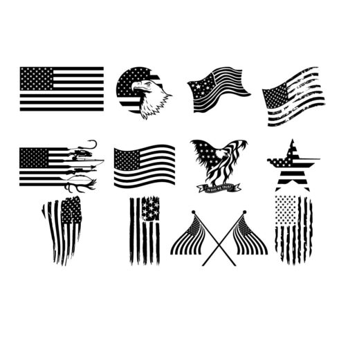 American Flag SVG Set - Grunge Style Vector Bundle Design cover image.
