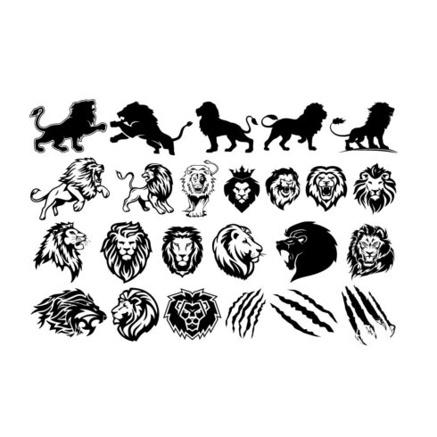 Lion Silhouette Vector Bundle cover image.