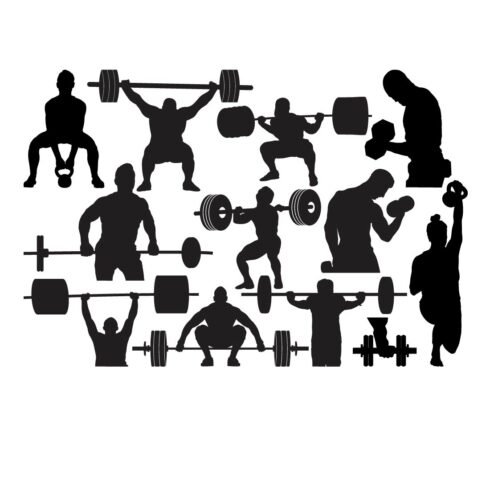 Gym Silhouette SVG, Workout Silhouette, Bundle Design cover image.