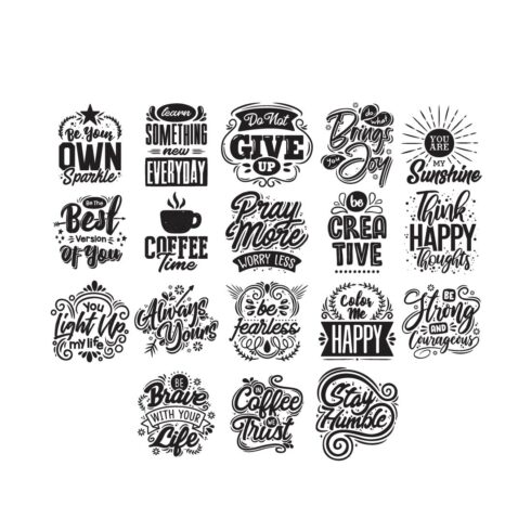 Typography Quotes T-Shirt Design Bundle, cover image.