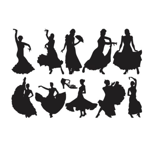 Senorita dance step silhouette vector cover image.