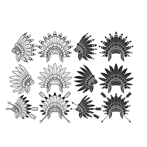 American Indian Headdress SVG, PNG, DXF Vector Bundle cover image.