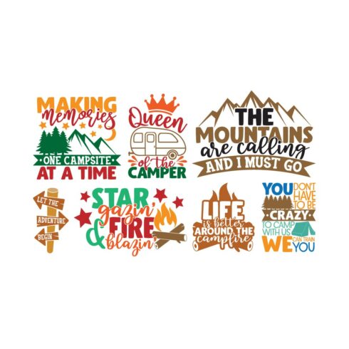 Camping Quotes Typography Vector Design cover image.