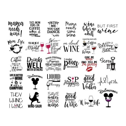 Wine SVG Bundle – Wine PNG Bundle – Wine Clipart – Wine SVG Cut Files for Cricut – Wine Glass Svg Png – Wine Drinking Svg Png – Vineyard Svg cover image.