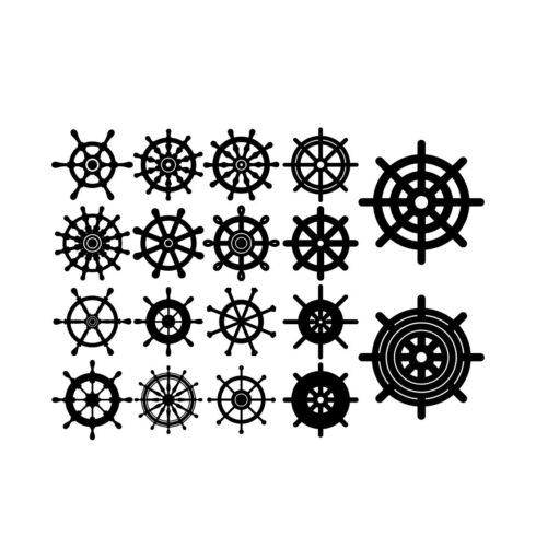 Ship Wheel Set Icon Vector Design Bundle cover image.