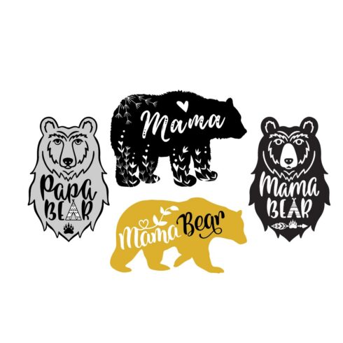 Mama Bear Silhouette Mama Bear And Baby Bear Bundle cover image.