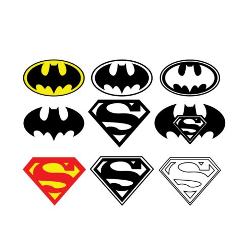 superman logo svg, Batman logo svg , Superman and Batman Logo Black And White Bundle cover image.