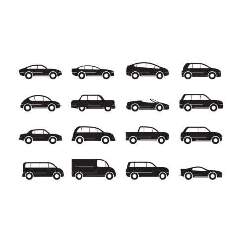 Car icon pack All car types icon collection Vector Design cover image.