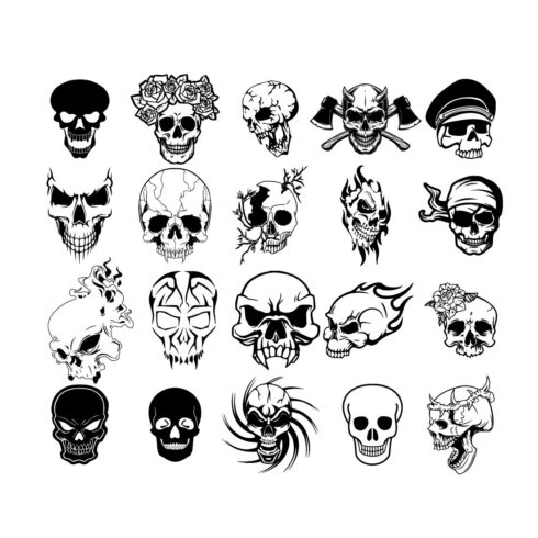 Skull svg bundle, skull png files, sugar skulls svg, skull Vector Bundle Design cover image.
