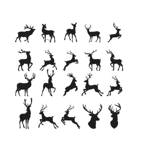 black deer silhouette illustration Vector Design cover image.