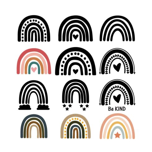 Rainbow SVG, Boho Rainbow Svg, Hand Drawn Rainbow SVG, Pastel Rainbow Svg, Rainbow Cricut File, Rainbow Vector, Rainbow Bundle Svg, Svg, Png cover image.