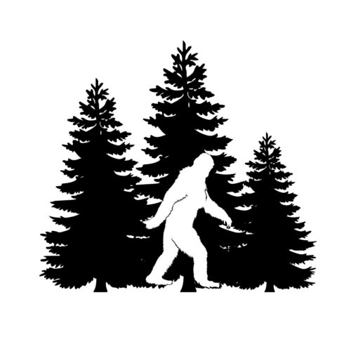 Big Foot In Front Of Trees Vector Design cover image.
