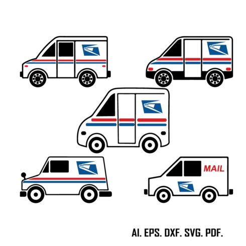 Mail Truck SVG File, Postal Truck SVG, Post Office Clip Bundle cover image.
