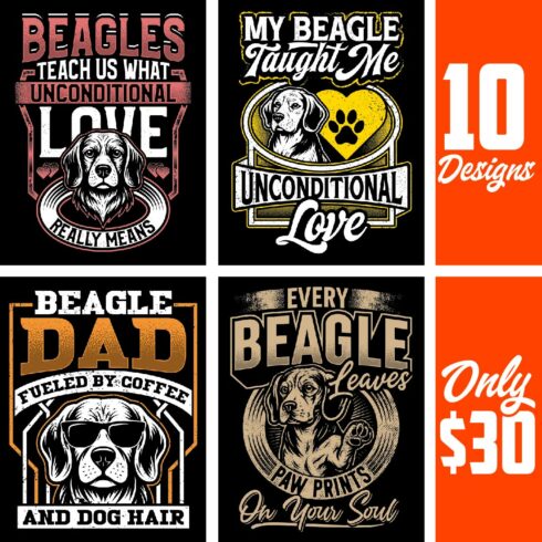Premium quality beagle dog t shirt design bundle(10 designs) cover image.