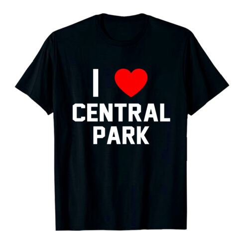 I Love Central Park Text Design with Red Heart new york t-shirt Y2k style T-Shirt Design Ai EPS PNG cover image.