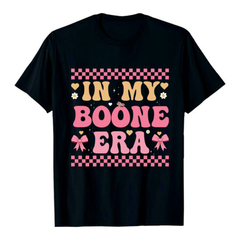 Retro groovy text design in my Boone era with butterflies t-shirt Y2k style T-Shirt Design Ai EPS PNG cover image.