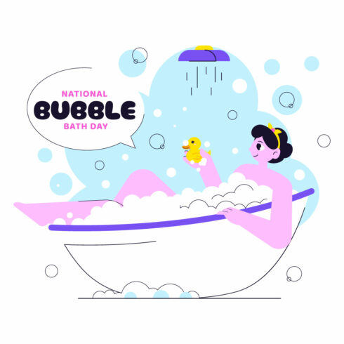 10 National Bubble Bath Day Illustration cover image.