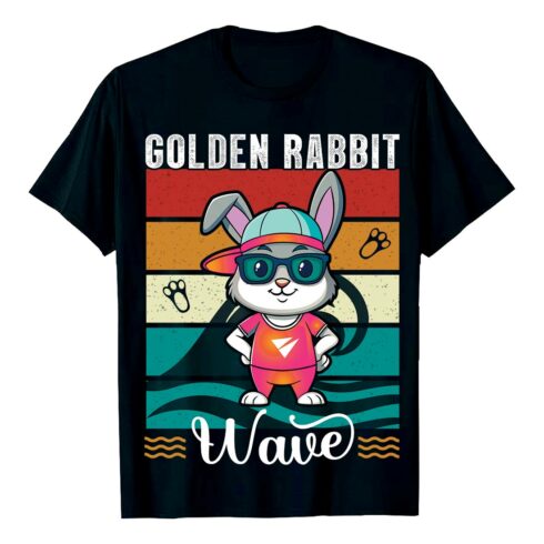 Golden Rabbit wave Sad bunny t-shirt Y2k style T-Shirt Design EPS PNG cover image.