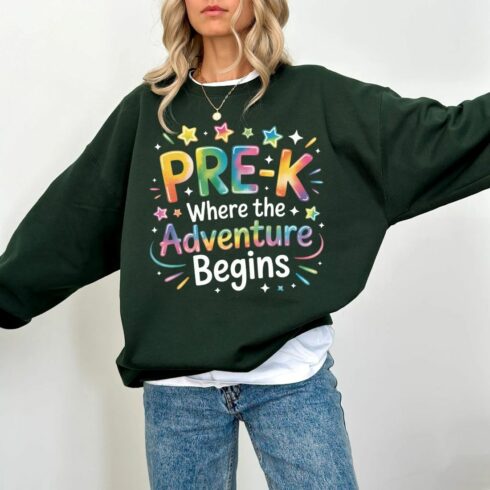 Pre-K Where The Adventure Begins T-Shirt: First Day of School Tee cover image.