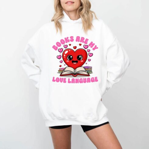 Books Are My Love Language T-Shirt, Reading Lover Tee, Cute Bookworm Shirt, Heart and Books Tee, Book Lover Gift, Bookish Shirt,Gift for Her cover image.