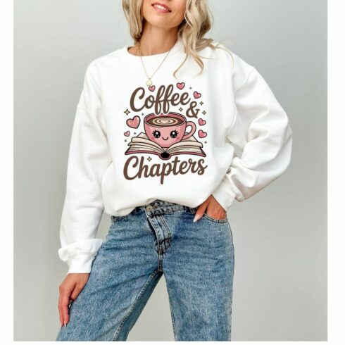 Coffee & Chapters T-shirt, Cute Book Lover Shirt, Reading Gift for Her, Cozy Reading Lover Tee, Aesthetic Coffee Chapters Tee,Reader T-shirt cover image.