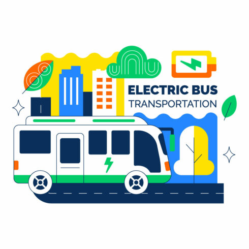 10 Electric Bus Transportation Illustration cover image.