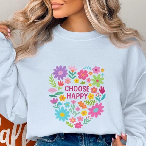Floral Heart Digital Download: Positive Quote Art for Nursery Wall Decor, Printable PNG Clipart, art design cover image.