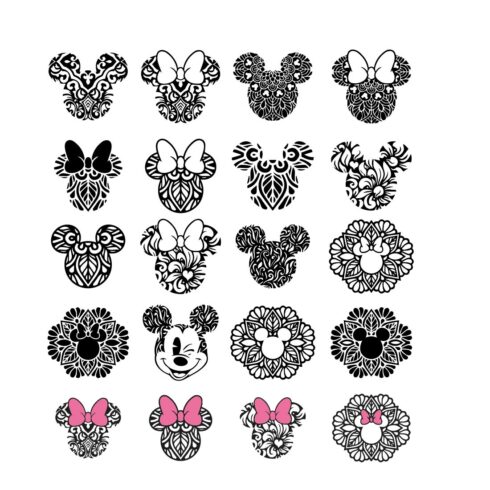 Mouse Vector SVG Bundle, Mickey and Minnie Inspired SVG Bundle, clipart, Mickey Minnie Mouse Outline, Mouse Ears Svg, Disney Bundle design Disney Svg Bundle cover image.