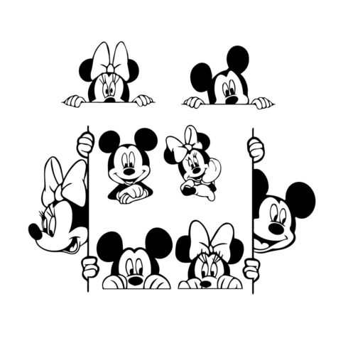 Mouse Vector SVG Bundle, Mickey and Minnie Inspired SVG Bundle, clipart, Mickey Minnie Mouse Outline, Mouse Ears Svg, Disney Bundle design Disney Svg Bundle cover image.