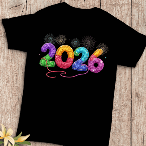 Bright Crochet Style 2026 with Fireworks T-Shirt Design cover image.